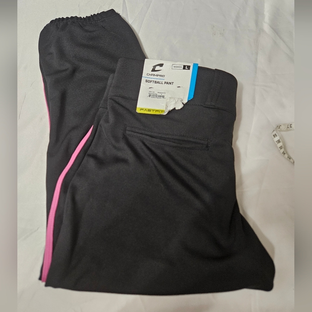 NWT CHAMPRO Women's Standard Softball Pants Black And Pink!